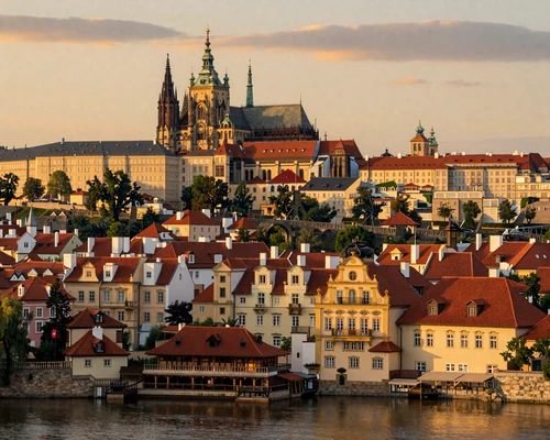 Romantic Prague castle at sunset showcasing Czech beauty