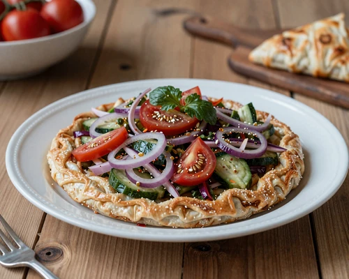 Traditional Bulgarian cuisine beautifully presented on rustic table