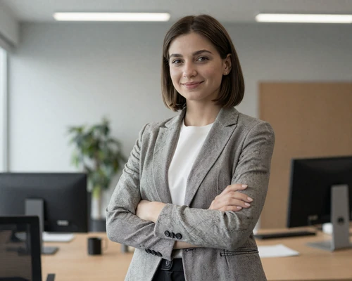 Modern professional Polish woman representing the balance between career success and family values
