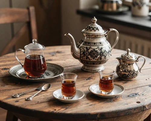 Traditional Russian tea ceremony and hospitality in a warm setting